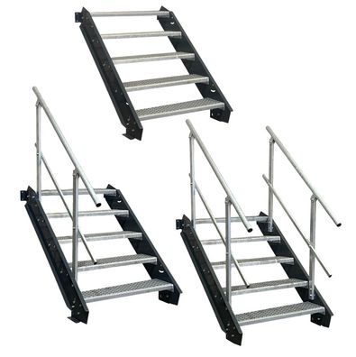 5 Stufen Stahltreppe anthrazit Breite 60 - 160 cm Geschosshöhe 70 - 105 cm