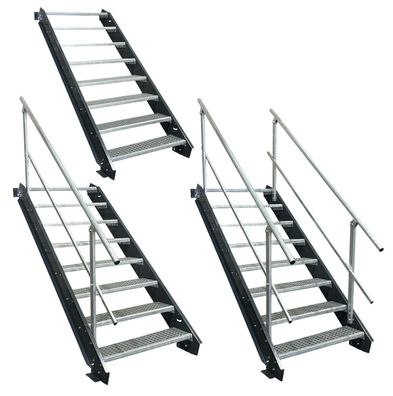 8 Stufen Stahltreppe Anthrazit Breite 60 - 160 cm Geschosshöhe 120 - 160 cm