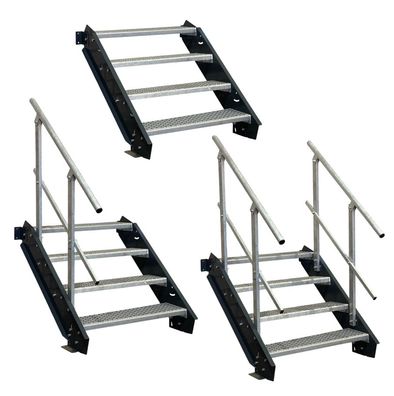 4 Stufen Stahltreppe Anthrazit Breite 60 - 160 cm Geschosshöhe 55 - 85 cm