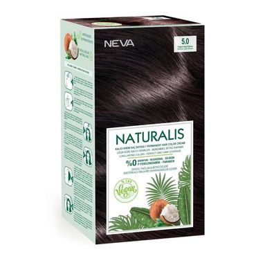 Neva, Naturalis, Permanentes Haarfärbemittel, 5.0 Intensive Hellbraun, 150 ml