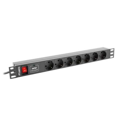 Lanberg PDU Steckdosenleiste 19" 1U 10A 7fach Schuko C14 mit