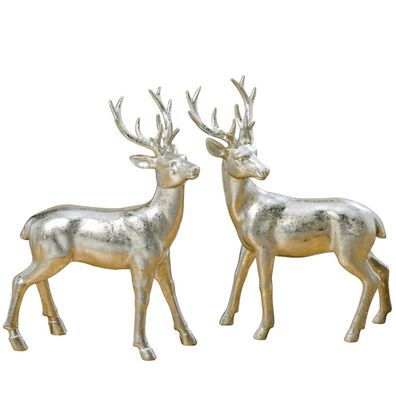 Dekofigur Tobin Hirsch stehend mit Geweih silber H 22 cm Stückpreis