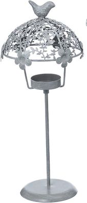 Teelichthalter Schirm Metall H.35 cm hellgrau Stückpreis