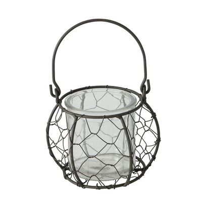 Windlicht Lulu Korb Eisen Glaseinsatz 2 tlg H 10 cm
