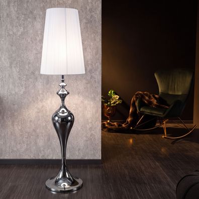 cagü: Edle Design Stehlampe Scarlet Weiß Silber glänzend MetallStandfuß 160cm