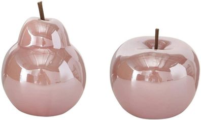 Apfel + Birne Perly Porzellan rosa 2er Set Ø 10 cm,