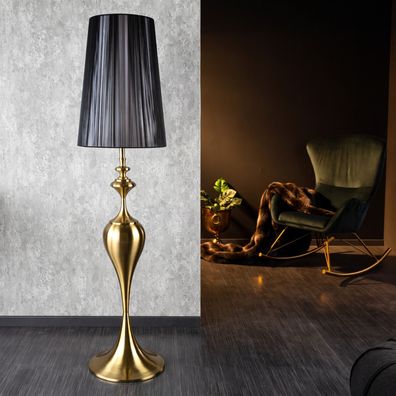cagü: Edle Design Stehlampe Scarlet Schwarz-Gold glänzend Metall Standfuß 160cm