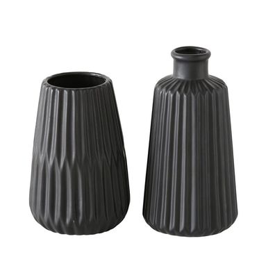 Vase Blumenvase Porzellan Esko matt schwarz H 17 cm 2er Set