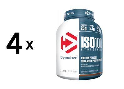 4 x Dymatize ISO 100 (2264g) Gourmet Chocolate