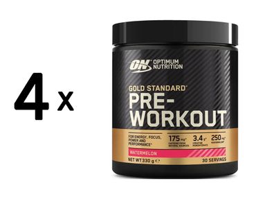 4 x Optimum Nutrition Gold Standard Pre-Workout (330g) Watermelon