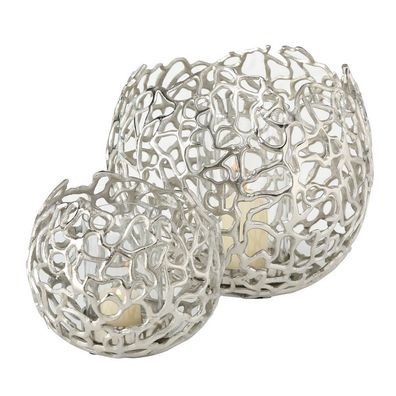 Windlicht Fidan Aluminium H 17/25 cm silber 2er-Set