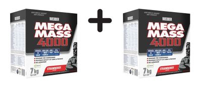 2 x Weider Mega Mass 4000 (7000g) Strawberry