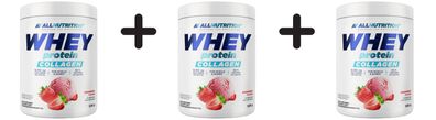 3 x Allnutrition Whey Protein Collagen, Strawberry - 500g