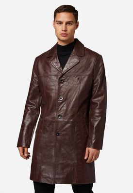 Herren Ledermantel Ricano Safari Braun Lamm Nappaleder Echtleder