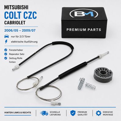 Fensterheber Reparatur Satz Seilzug Rolle hinten für Mitsubishi Colt CZC Cabrio