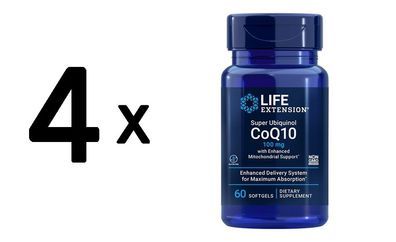 4 x Life Extension Super Ubiquinol CoQ10 with Enhanced Mitochondrial Support, 100mg