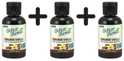 3 x NOW Foods Better Stevia - Liquid Extract, Coconut - 60 ml