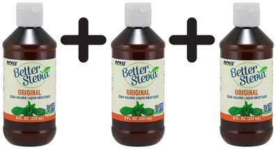 3 x NOW Foods Better Stevia Liquid, Original - 237 ml