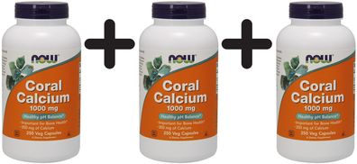 3 x NOW Foods Coral Calcium, 1000mg (Caps) - 250 vcaps