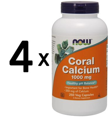 4 x NOW Foods Coral Calcium, 1000mg (Caps) - 250 vcaps