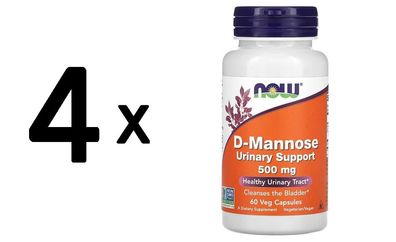 4 x NOW Foods D-Mannose - 60 vcaps