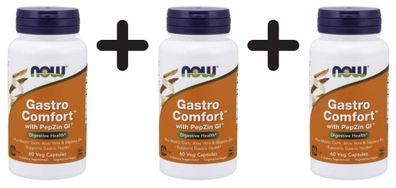 3 x NOW Foods Gastro Comfort with PepZin GI - 60 vcaps