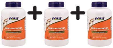 3 x NOW Foods Glucomannan, Pure Powder from Konjac Root - 227g