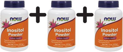 3 x NOW Foods Inositol, Powder - 113g