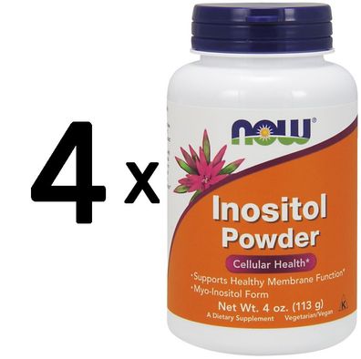 4 x NOW Foods Inositol, Powder - 113g
