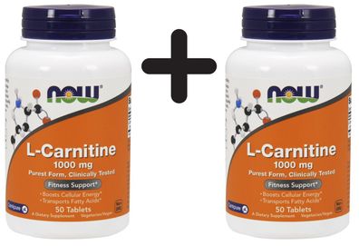2 x NOW Foods L-Carnitine, 1000mg - 50 tabs