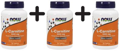 3 x NOW Foods L-Carnitine, 1000mg - 50 tabs