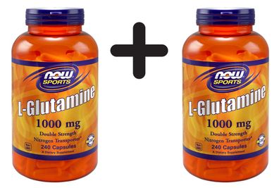 2 x NOW Foods L-Glutamine, 1000mg - 240 capsules