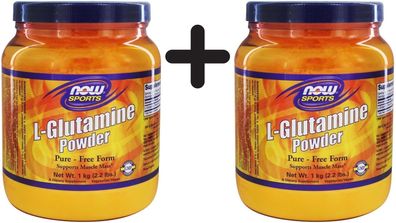 2 x NOW Foods L-Glutamine, 5000mg (Powder) - 1000g
