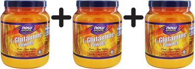 3 x NOW Foods L-Glutamine, 5000mg (Powder) - 1000g