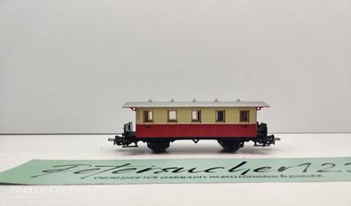 Märklin H0 AC 4107 Plattformwagen Nebenbahn 2. Kl Bi / beige-rot / Privatbahn