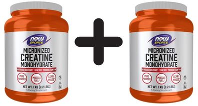 2 x NOW Foods Micronized Creatine Monohydrate - 1000g