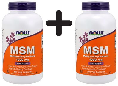 2 x NOW Foods MSM Methylsulphonylmethane, 1000mg - 240 caps