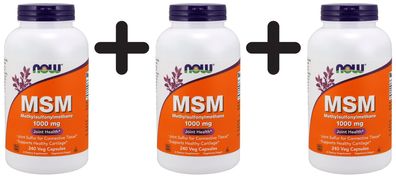 3 x NOW Foods MSM Methylsulphonylmethane, 1000mg - 240 caps