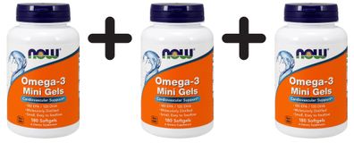 3 x NOW Foods Omega-3 Mini Gels - 180 softgels