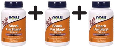 3 x NOW Foods Shark Cartilage, 750mg - 100 caps