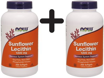 2 x NOW Foods Sunflower Lecithin, 1200mg - 200 softgels