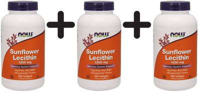 3 x NOW Foods Sunflower Lecithin, 1200mg - 200 softgels