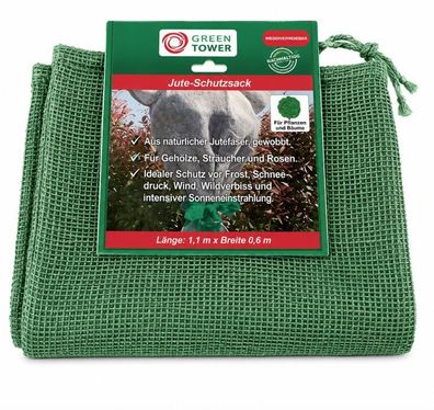 Greentower Jute-Schutzsack Grün 60 x 110 cm