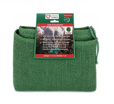 Greentower Jute-Schutzsack Grün 100 x110 cm