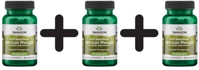 3 x Swanson Full Spectrum African Mango (Irvingia Gabonensis), 400mg - 60 caps
