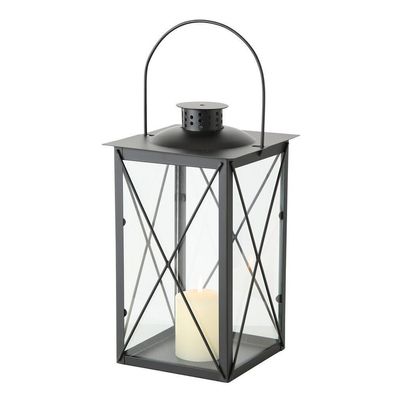 Kerzenlaterne Farol Glaseinsatz Eisen H.30 B.17 cm schwarz