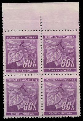 BÖHMEN MÄHREN 1941 Nr 65a postfrisch Viererblock ORA X82875A