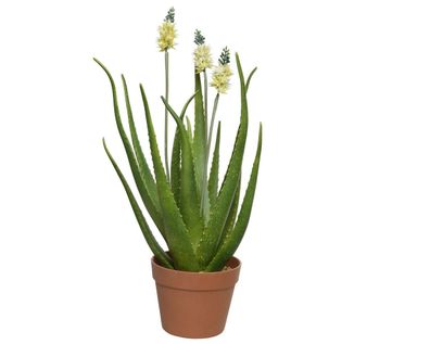 Kunstpflanze Agave Polyester grün H 60 cm Ø 13 cm