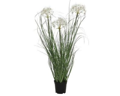 Gras Topf Kunstpflanze Kunstblume Polyester grün/weiß H 66 cm Ø 40 cm