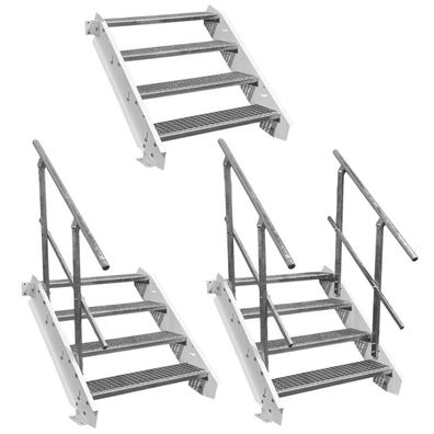 4 Stufen Stahltreppe Weiß Breite 60 - 160 cm Geschosshöhe 55 - 85 cm